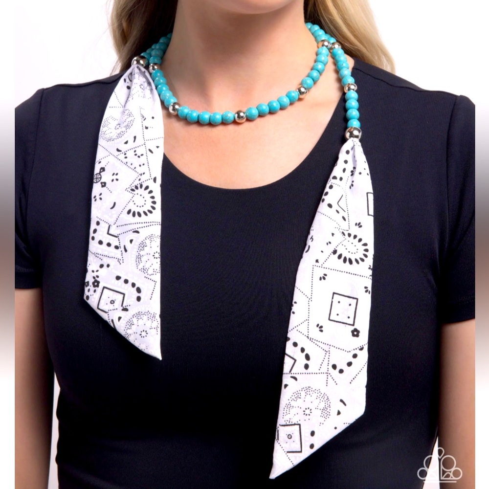 🤠 “BANDANA BALLAD” BLUE NECKLACE PAPARAZZI❗️WITH FREE EARRINGS❗️🤠
